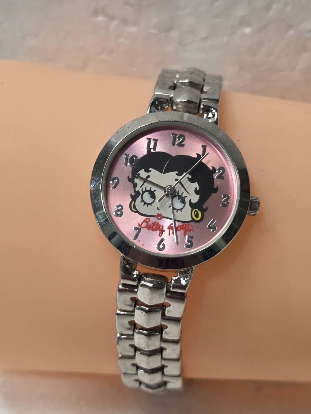 Betty Boop Pink Dial Silver Tone Bracelet Watch